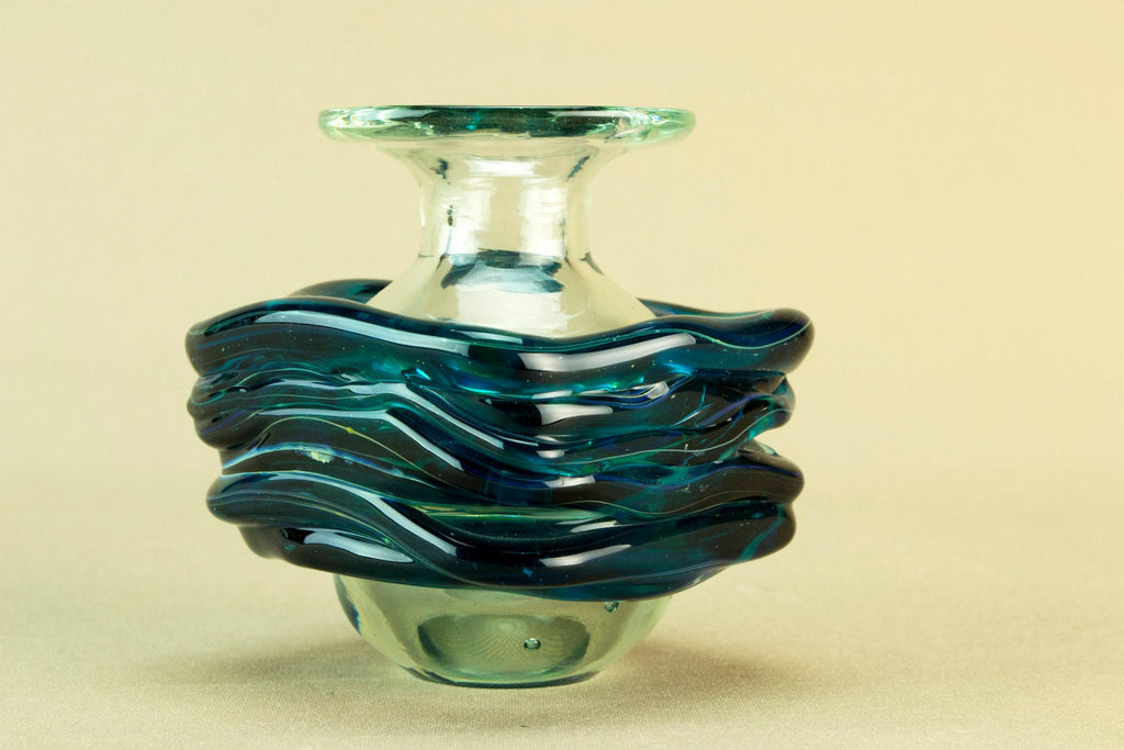 Small Mdina blue glass vase