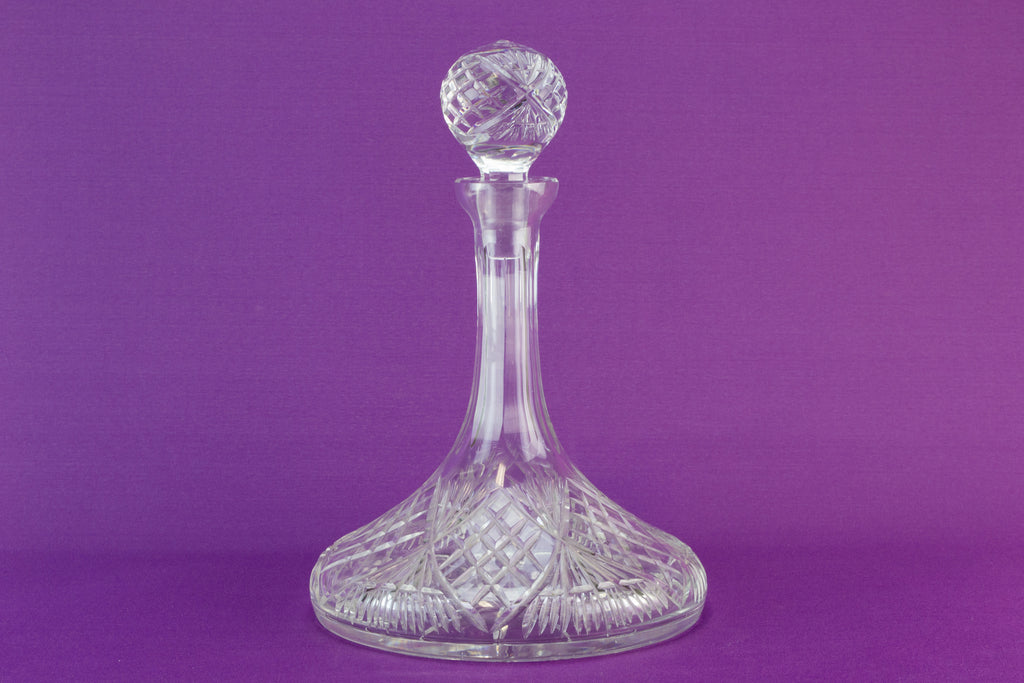 Cut glass ship decanter, late 20th c